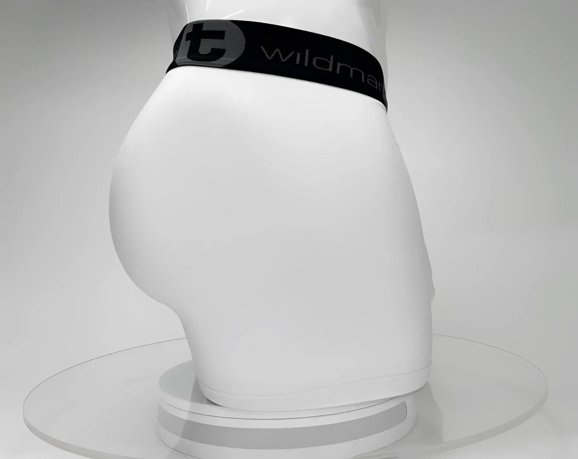 White big boy pouch boxer briefs with a 5 inch inseam and black wildman elastic waistband