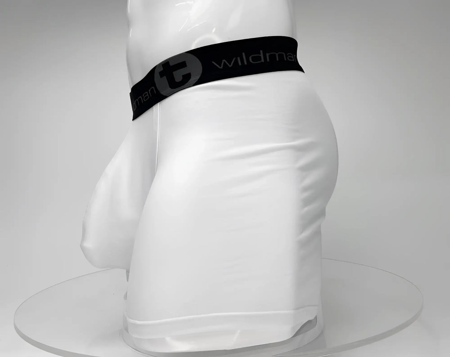 White big boy pouch boxer brief with 5 inch inseam featuring black wildman waistband for men