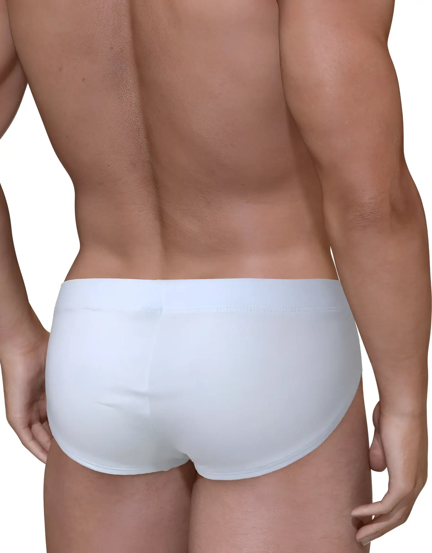 White briefs big boy pouch bikini underwear with smooth form fitting design in white and blue colors