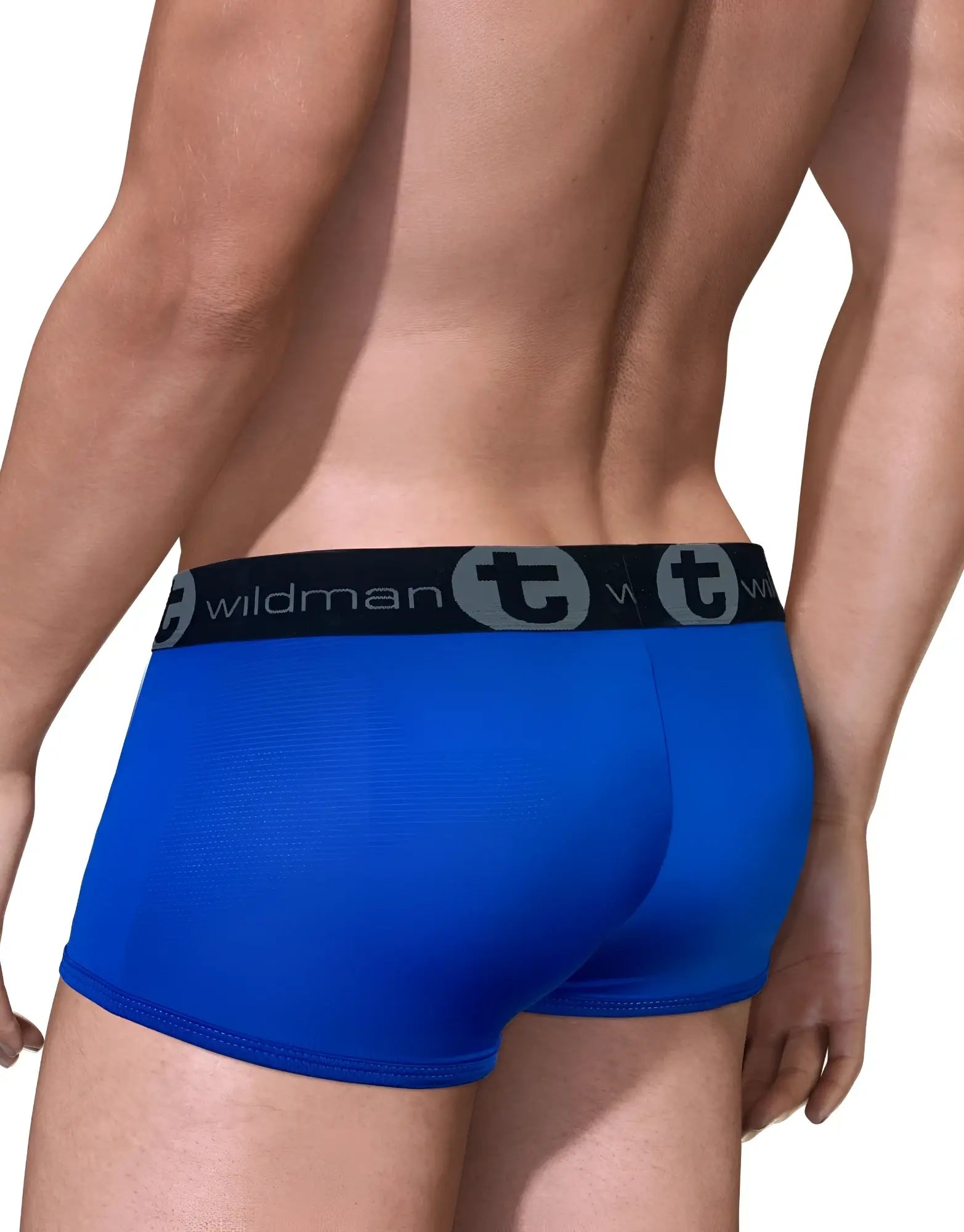 Blue wildman big boy pouch mesh boxer brief royal blue with black elastic waistband and brand logo