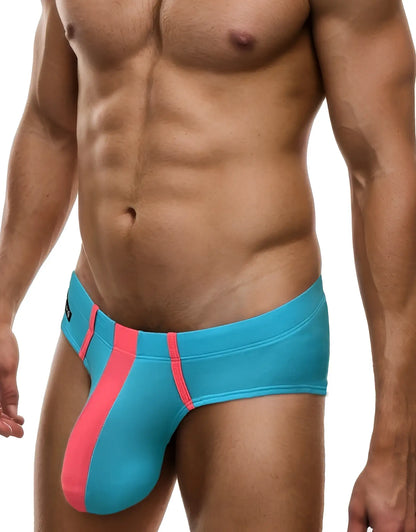 Big boy pouch modal briefs in baby blue and pink with a bold modern design made of soft modal fabric