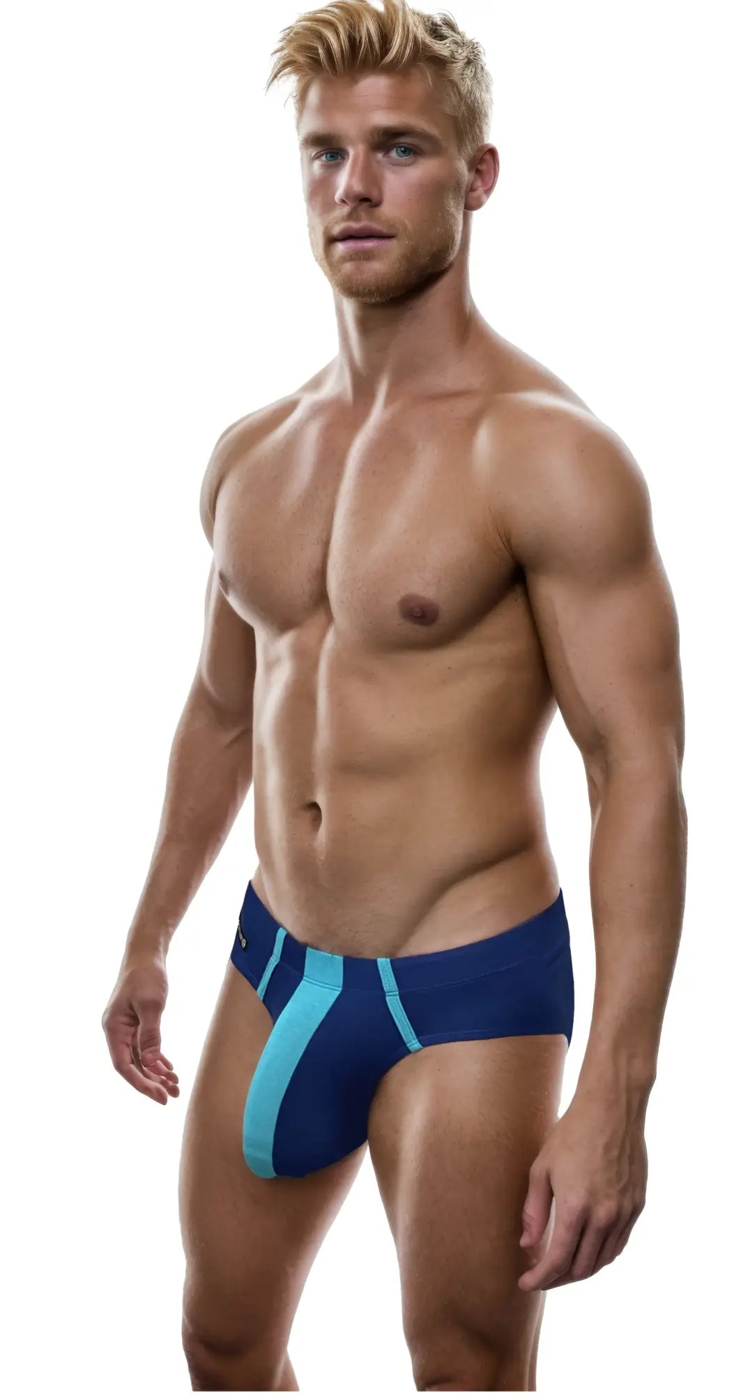 Big boy pouch modal briefs in royal blue and baby blue with a bold angular design and modal fabric for comfort