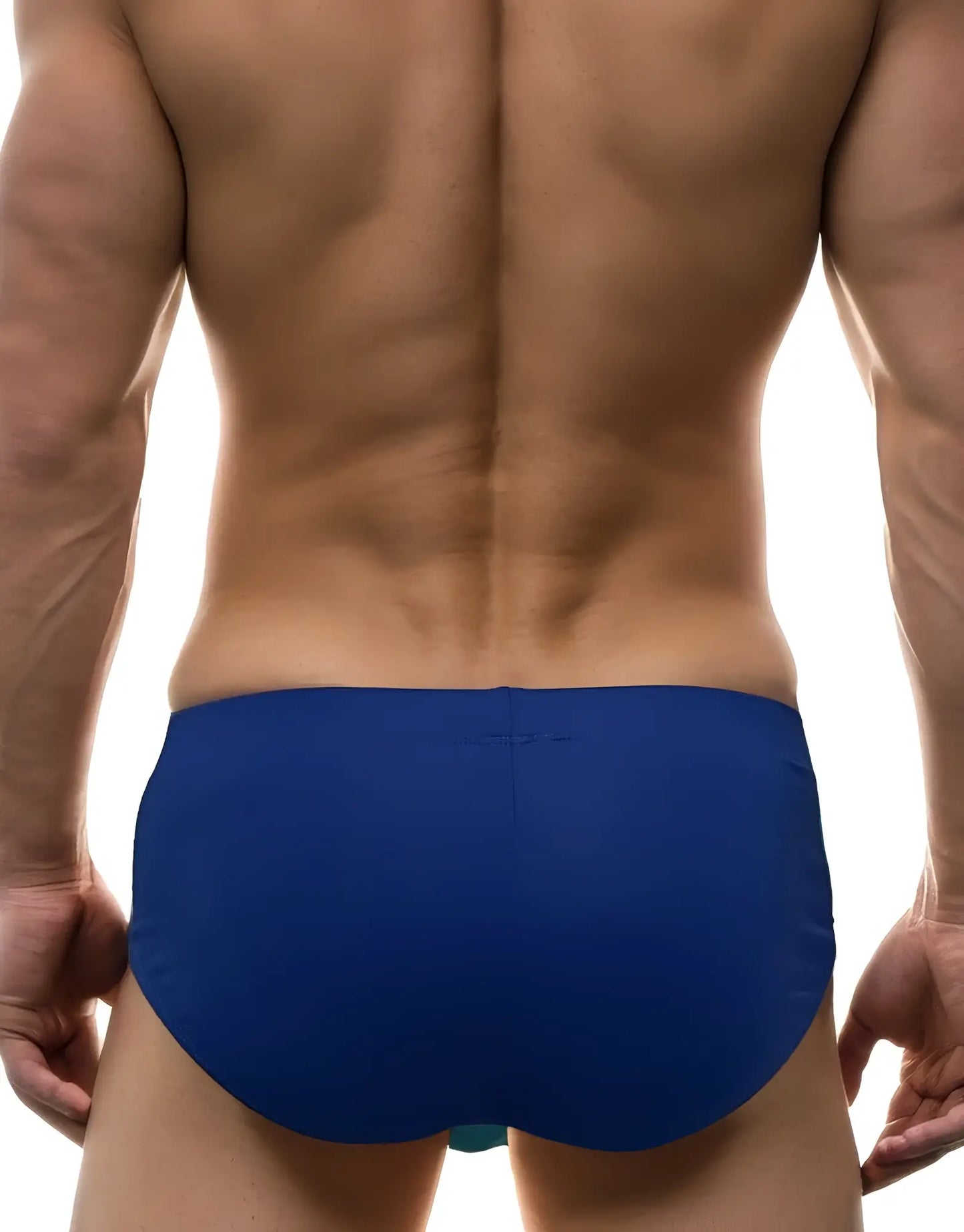 Blue swim trunks with a pouch design in royal blue and baby blue modal fabric for big boys