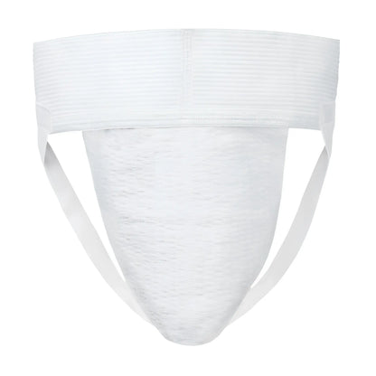 White big mans athletic supporter jockstrap with textured breathable fabric and elastic waistband