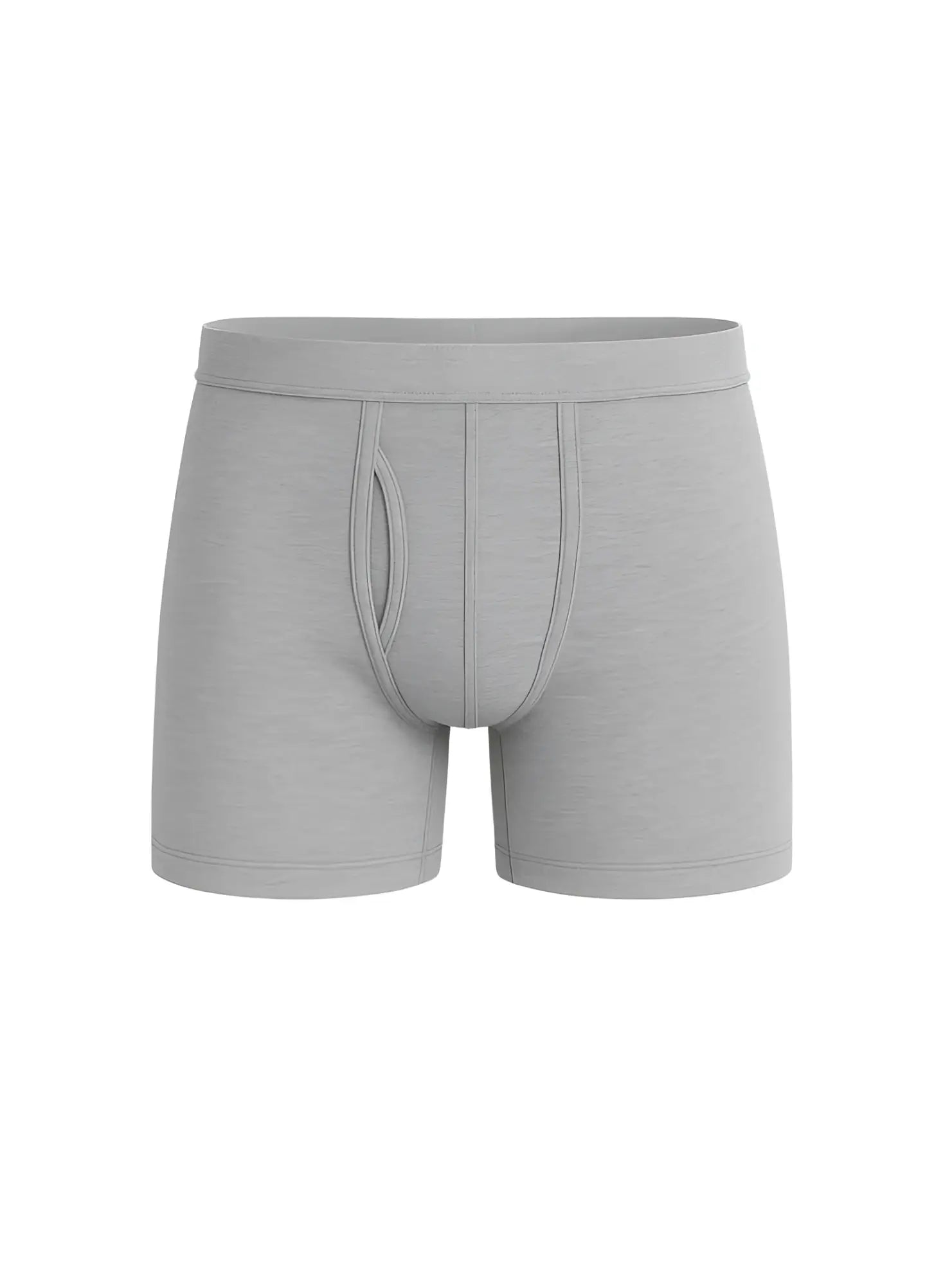 Gray heathered cotton big mans boxer brief with smooth seamless design and elastic waistband