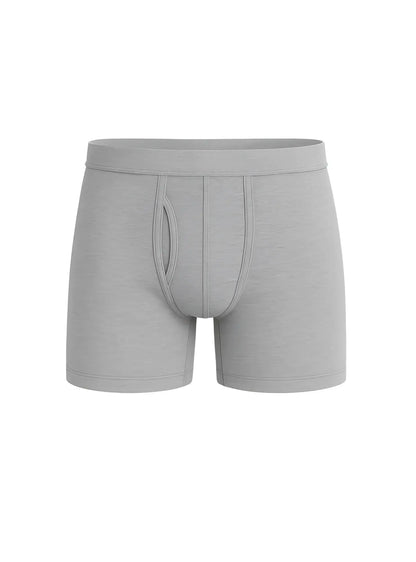 Gray heathered cotton big mans boxer brief with smooth seamless design and elastic waistband