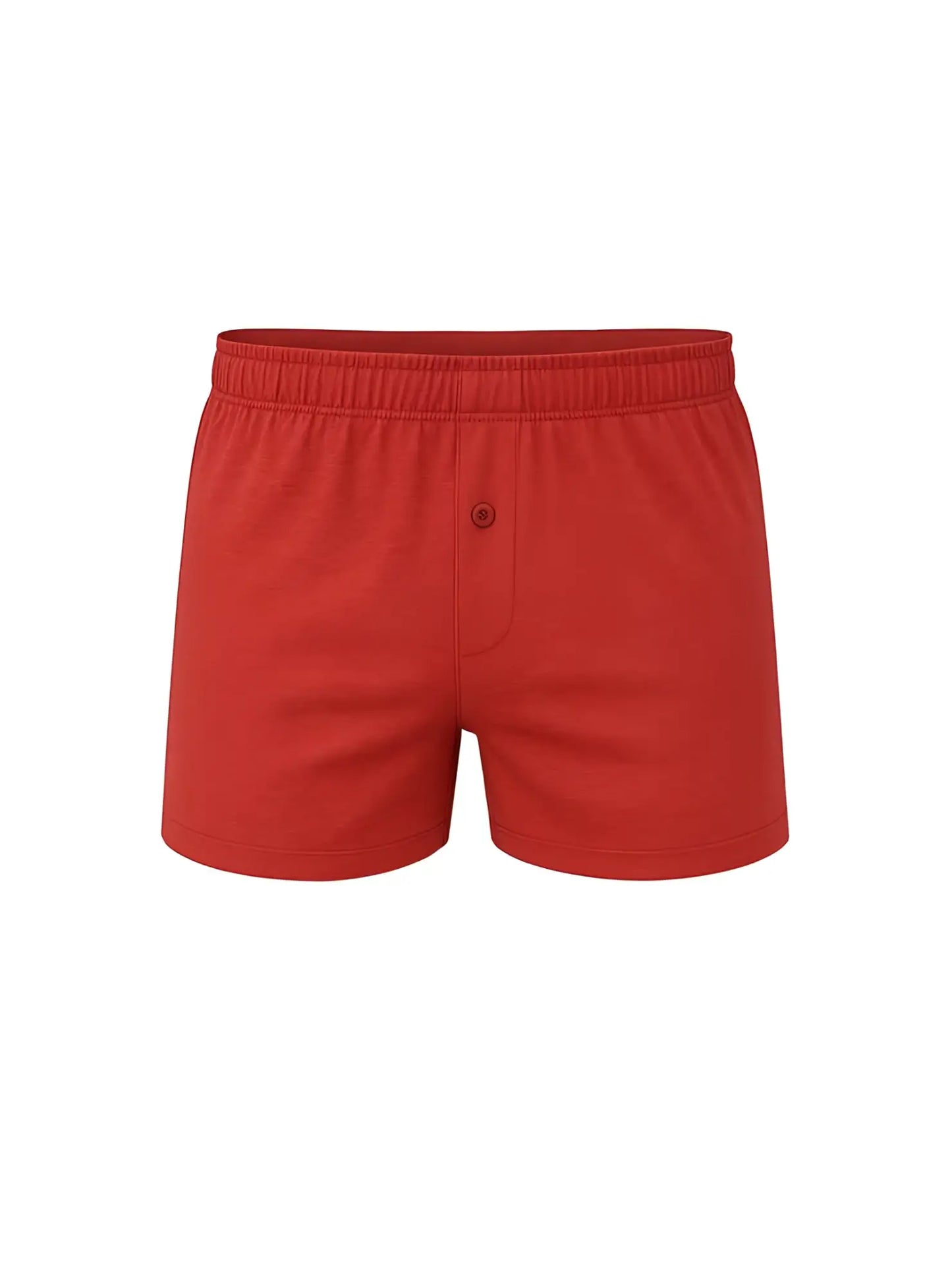 Big mans cotton knit boxer in red cotton with elastic waistband and single button closure front view