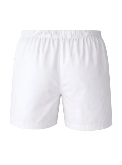 White cotton big mans woven boxer shorts with elastic waistband made from broadcloth in a 2 pack set