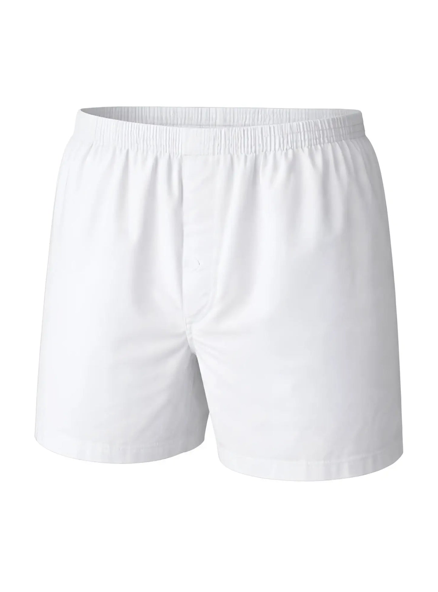 White cotton big mans woven boxer shorts with elastic waistband made from broadcloth in a 2 pack