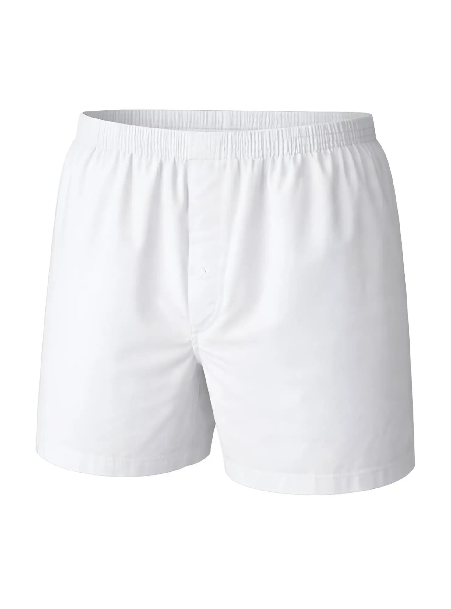 White cotton big mans woven boxer shorts with elastic waistband made from broadcloth in a 2 pack