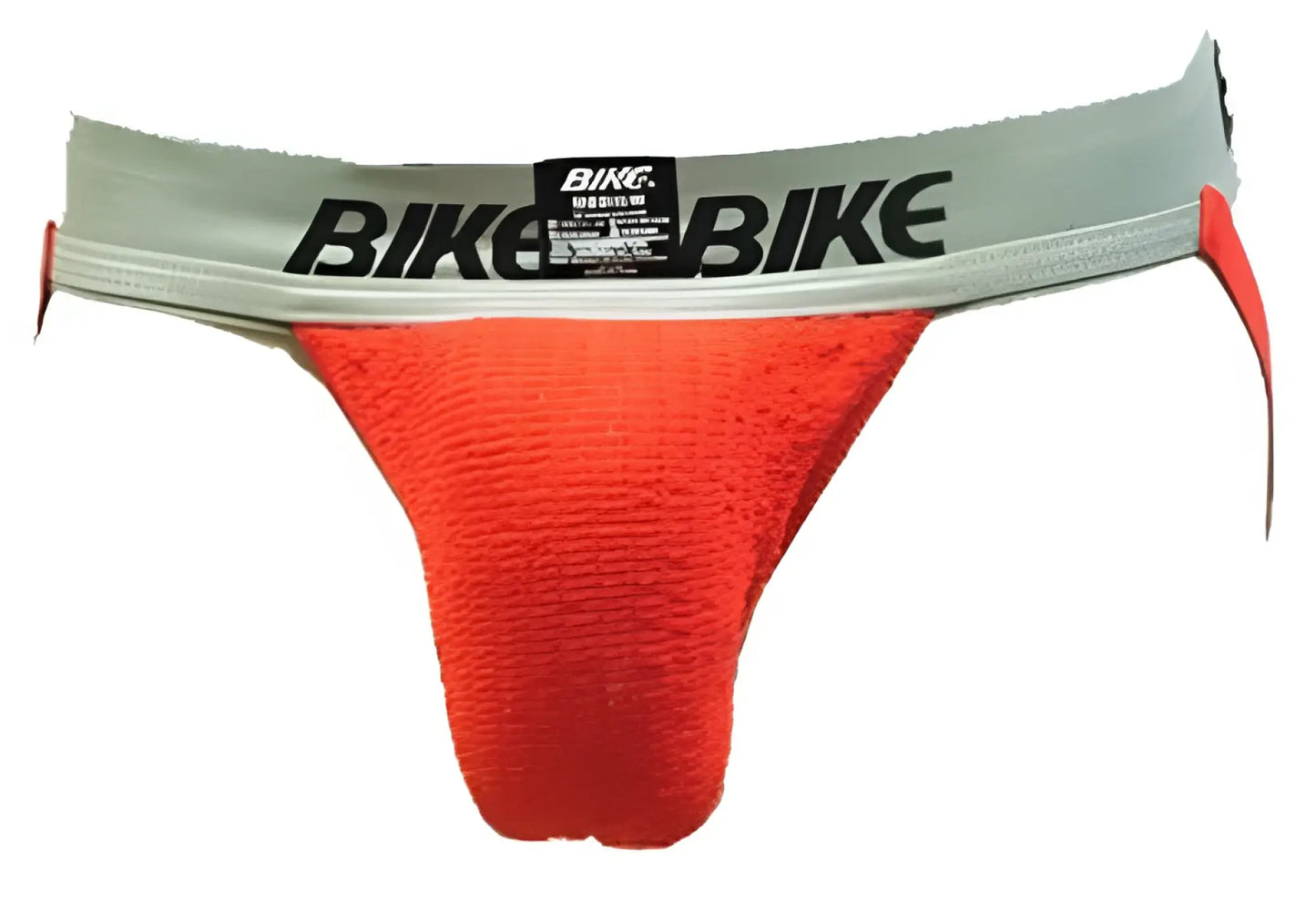 Bright orange textured cotton bike 2 inch performance supporter jock strap underwear with gray bike bike waistband