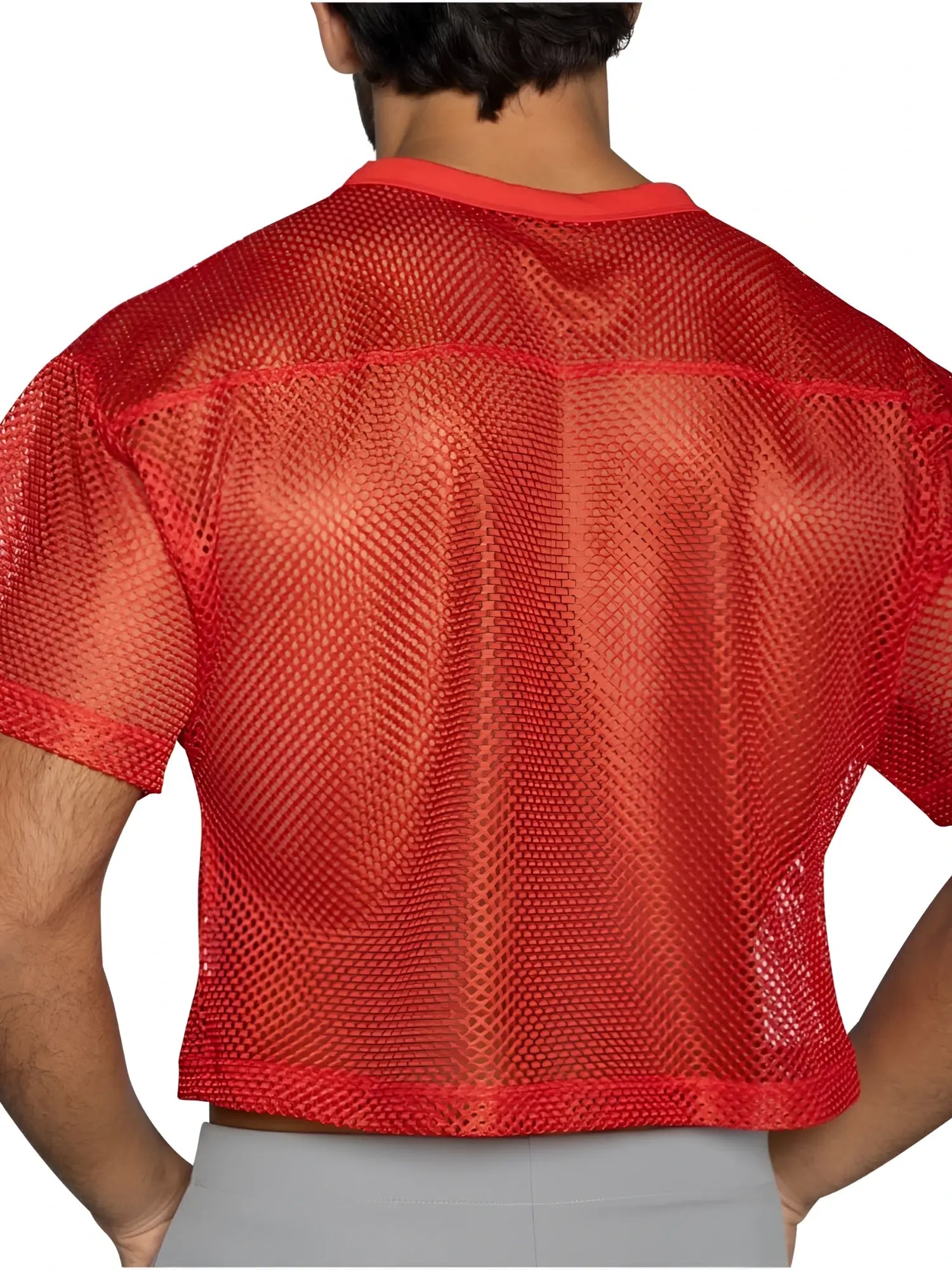 Bike athletic bam134 short sleeve practice jersey in bright red mesh with crew neck for football training use