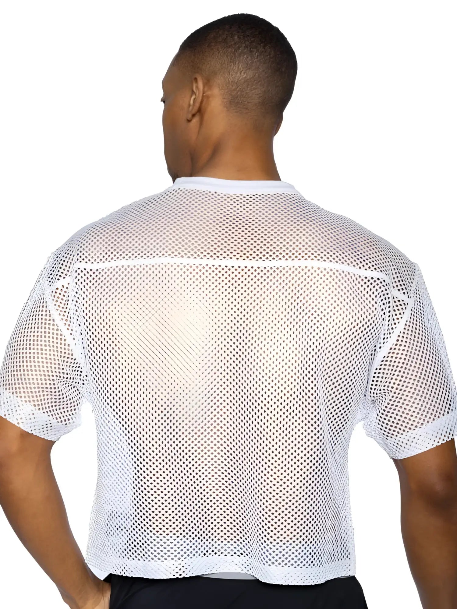 White mesh bike athletic BAM134 short sleeve practice jersey with crew neck for active sports use