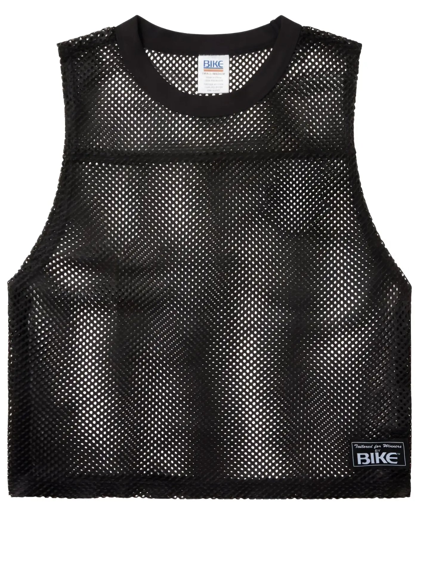 Black bike athletic bam135 sleeveless mesh practice jersey with ribbed crew neckline and branded label