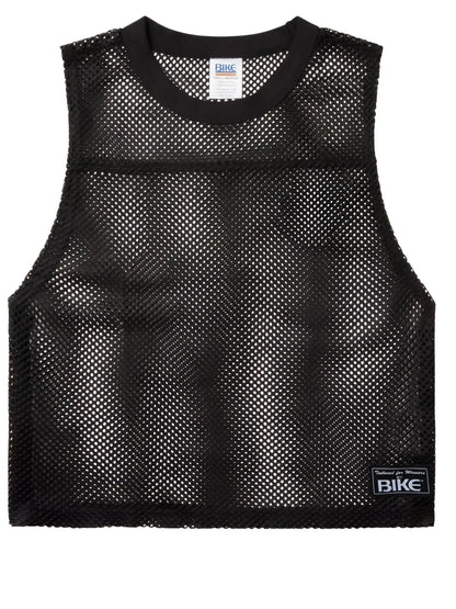 Black bike athletic bam135 sleeveless mesh practice jersey with ribbed crew neckline and branded label