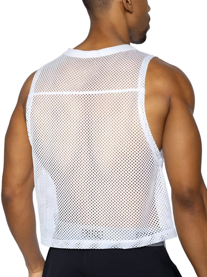 Bike athletic bam135 sleeveless practice jersey in white mesh with rounded neckline and hem for performance use