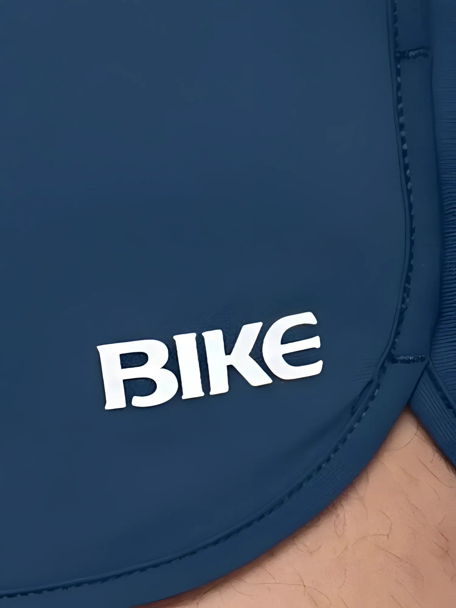 Navy bike athletic bam200 track shorts with white bike logo embroidered on the side for sports and training