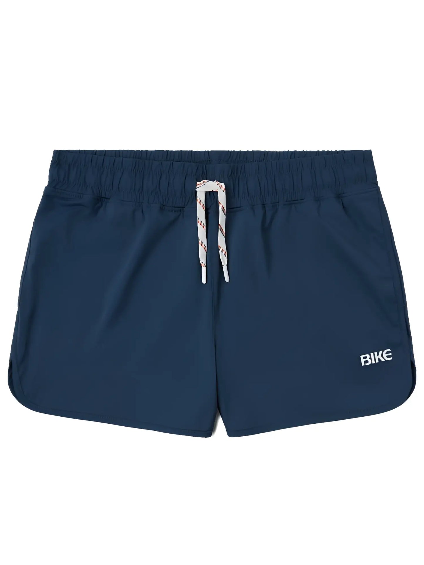 Navy bike athletic BAM200 track shorts with white drawstring and bike logo on the side designed for performance