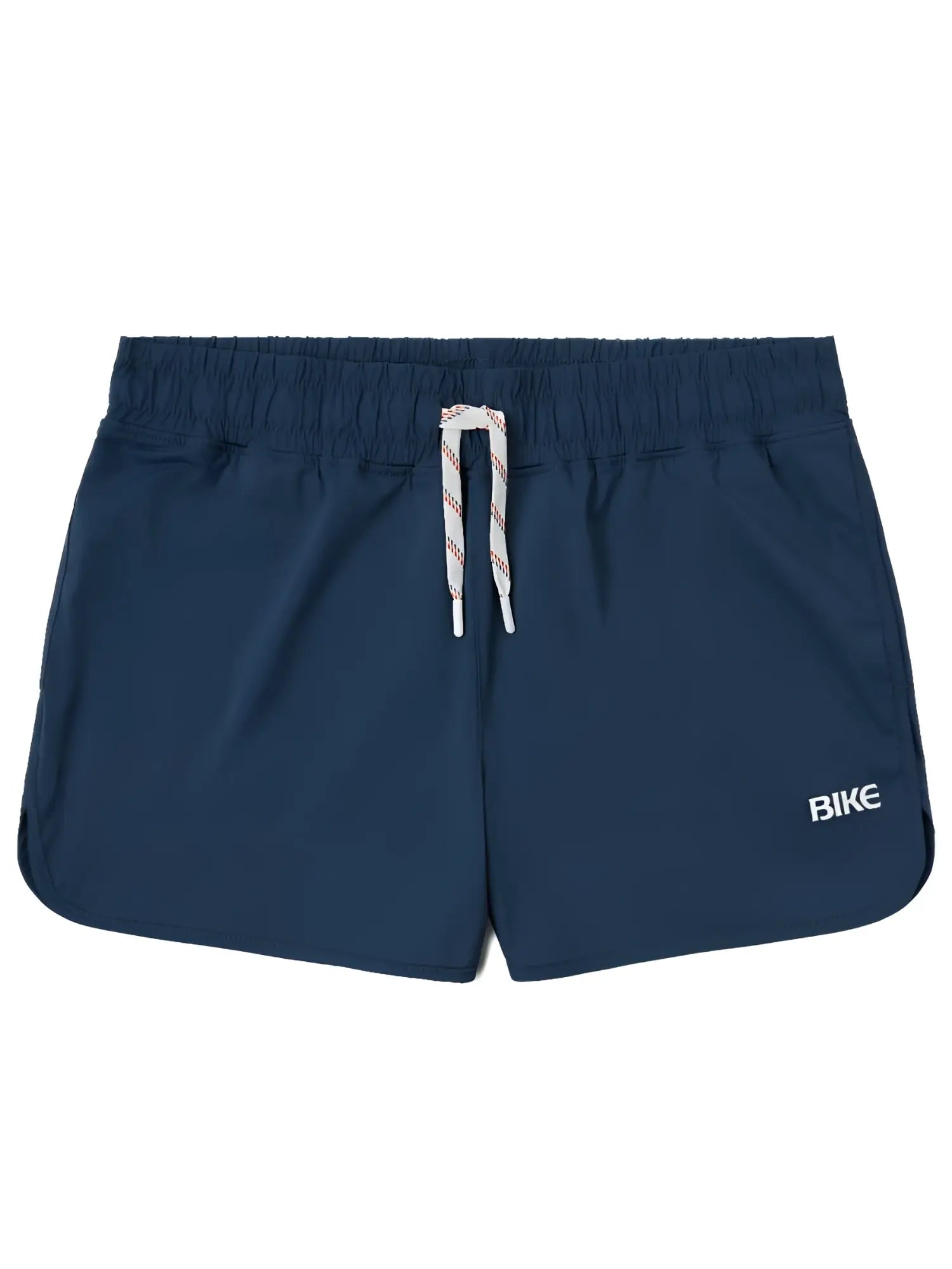 Navy bike athletic BAM200 track shorts with white drawstring and bike logo on the side designed for performance