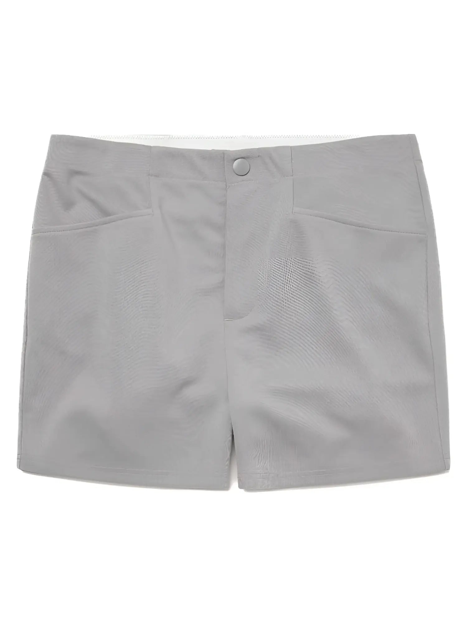 Light gray bike athletic bam207 coaches shorts with subtle textured fabric and two front pockets 5 inch inseam