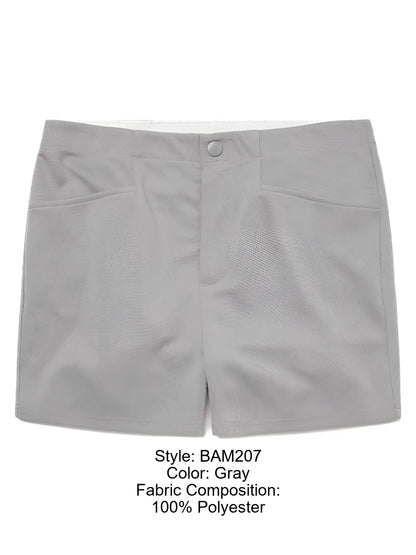 Gray polyester bike athletic bam207 coaches shorts with button closure and two front pockets 5 inch inseam