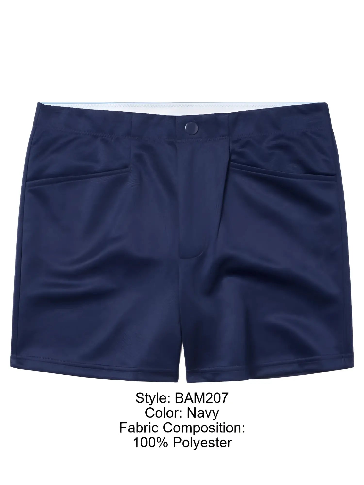 Navy bike athletic bam207 coaches shorts made of polyester with white waistband and front pockets 5 inch inseam