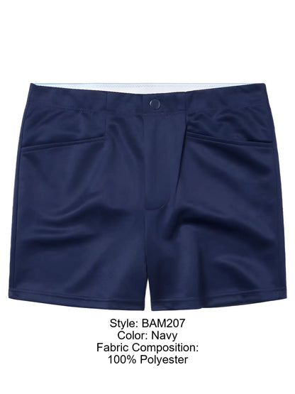 Navy bike athletic bam207 coaches shorts made of polyester with white waistband and front pockets 5 inch inseam