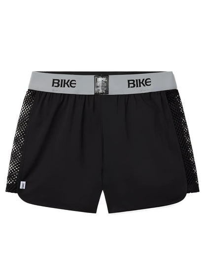 Black bike athletic bam225 peek a boo jock short with gray waistband and black mesh side panels
