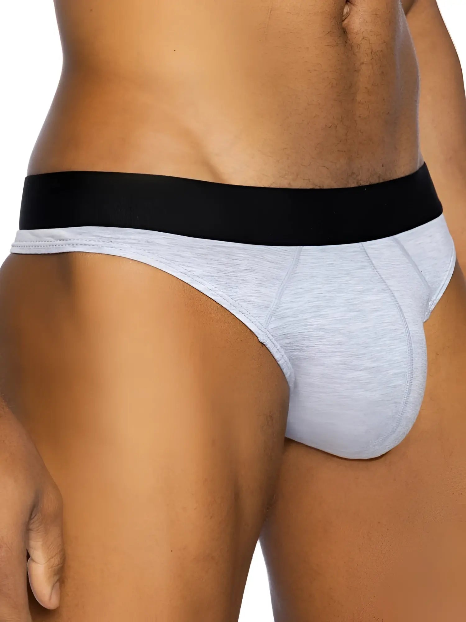 Gray heathered bike athletic bas319 active thong with solid black elastic waistband for comfortable support