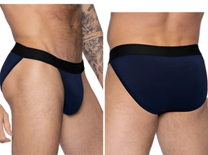 Navy blue bike athletic bas331 active jock briefs with black elastic waistband designed for support and comfort
