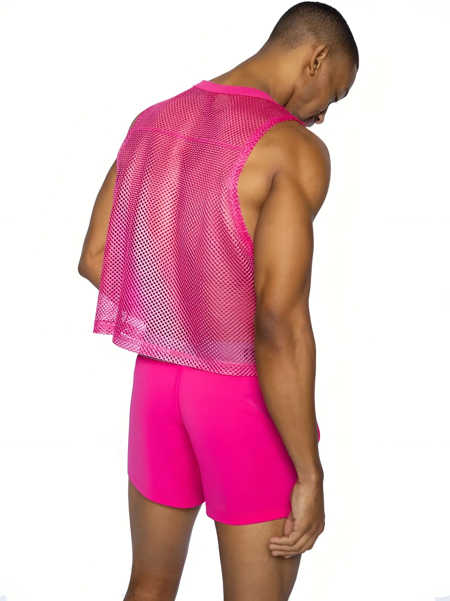 Bike sleeveless practice jersey vibrant pink mesh tank top with fitted sleeveless design and slightly flared hem