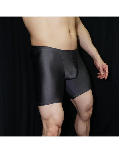 Steel grey compression shorts by Arroyman featuring a smooth finish and fitted design shown on a male model.