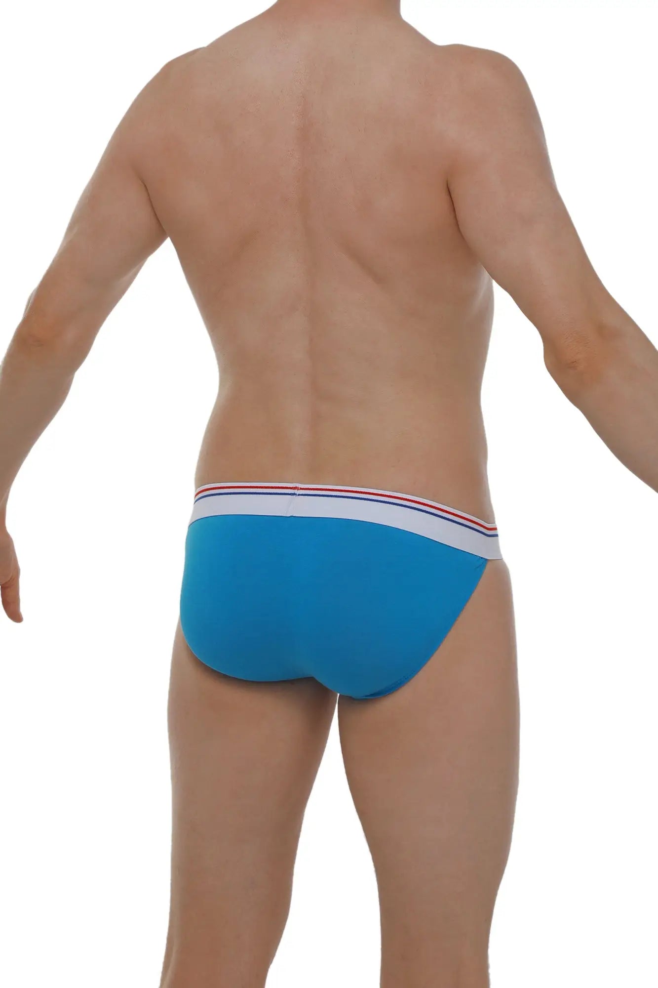 Bikini aizy modal azur bright blue modal briefs with white waistband and red and navy stripe accents
