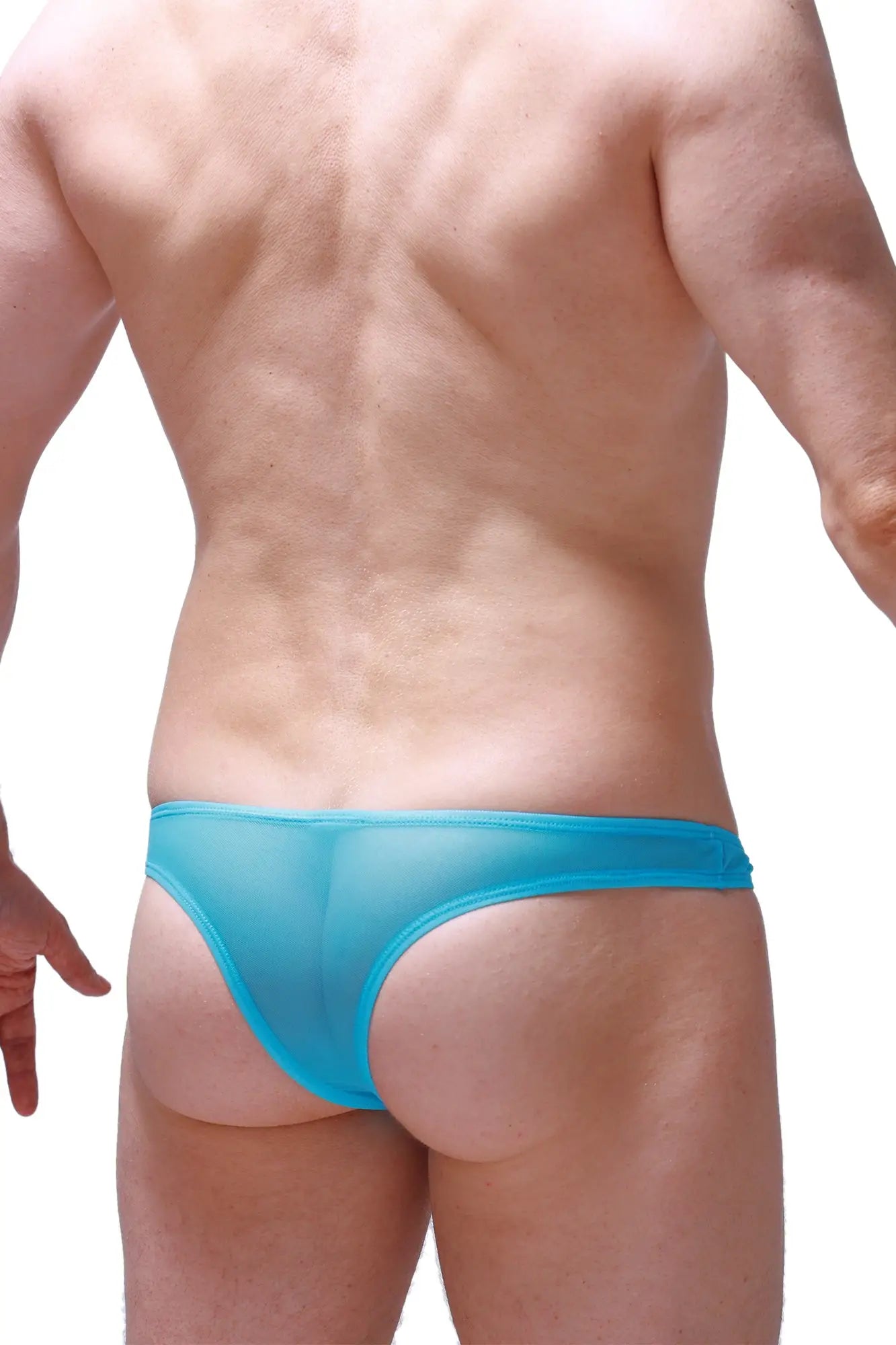Bikini capri net maya blue translucent turquoise thong with smooth form fitting design and breathable material