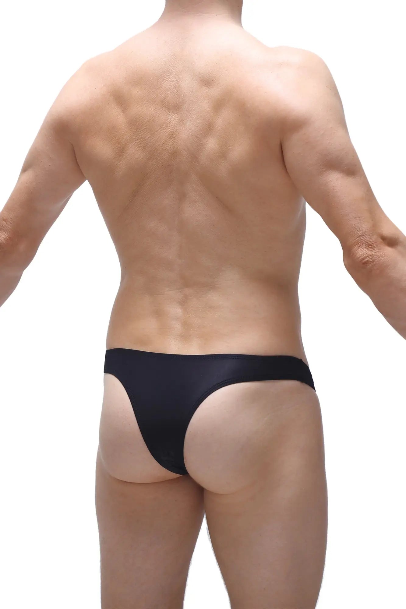 Black bikini capri voile briefs with sleek form-fitting cut and smooth satin-like finish