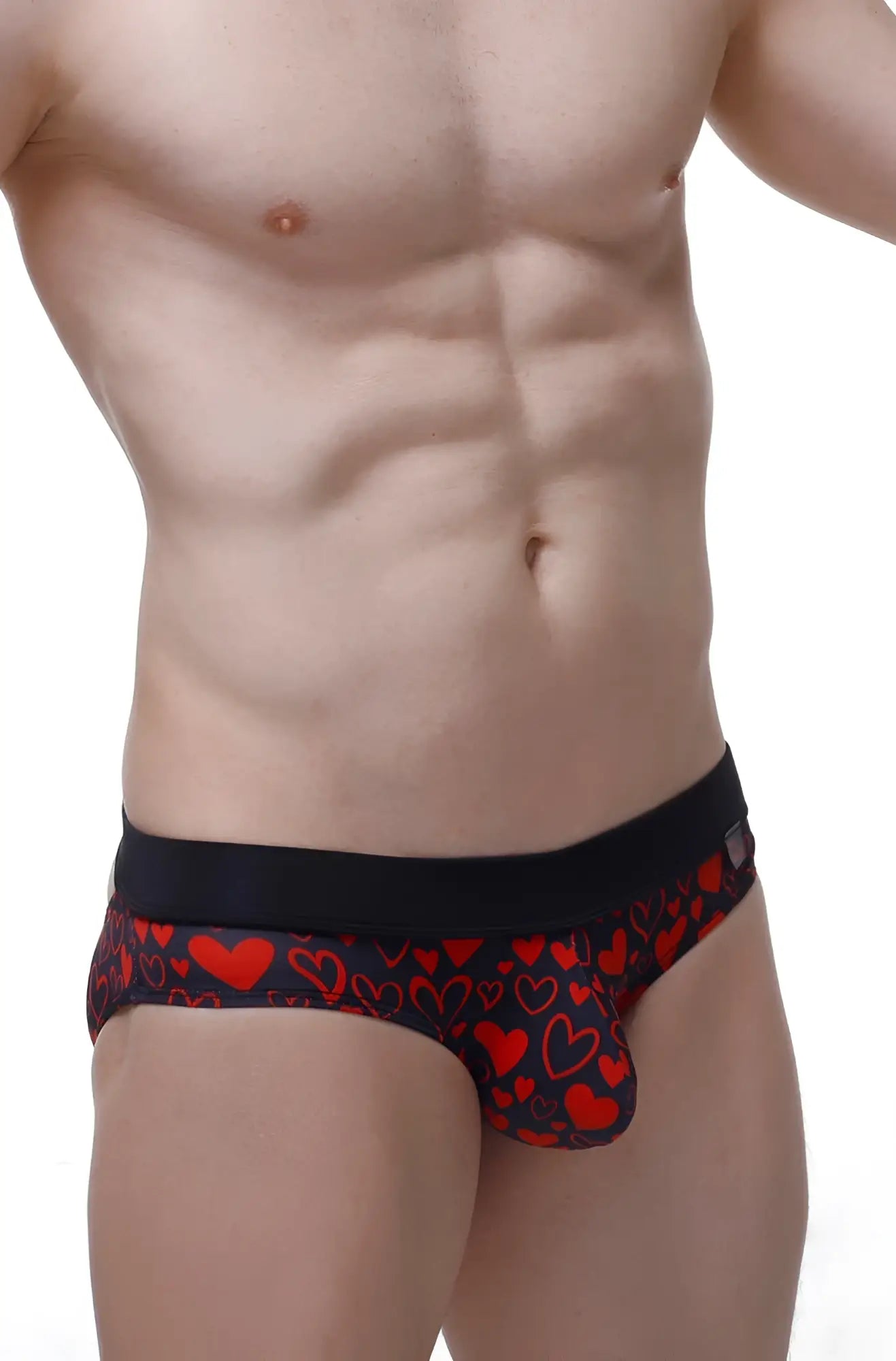 Black briefs bikini céron king of hearts with red heart pattern perfect for stylish everyday wear