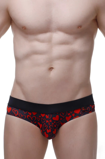 Black briefs bikini céron king of hearts with vibrant red heart pattern perfect for everyday wear