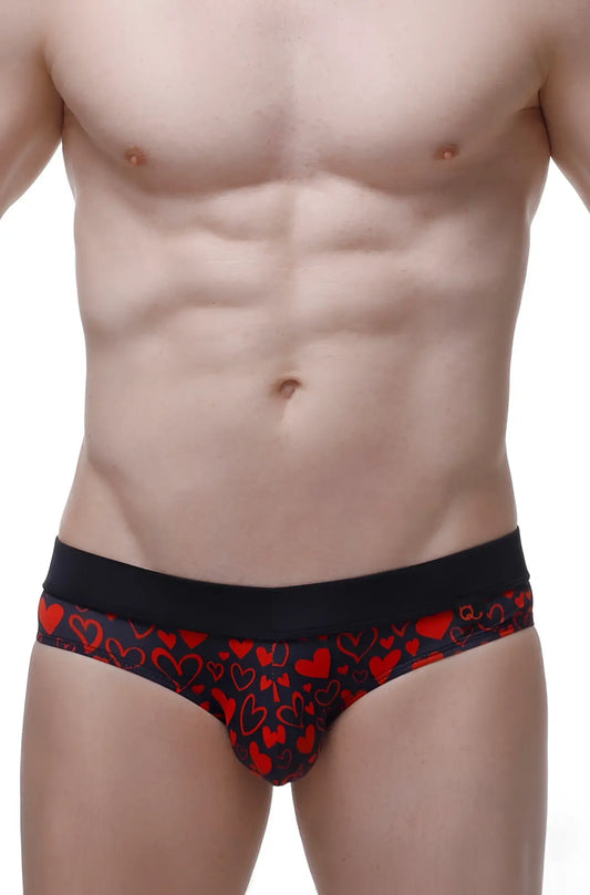 Black briefs bikini céron king of hearts with vibrant red heart pattern perfect for everyday wear