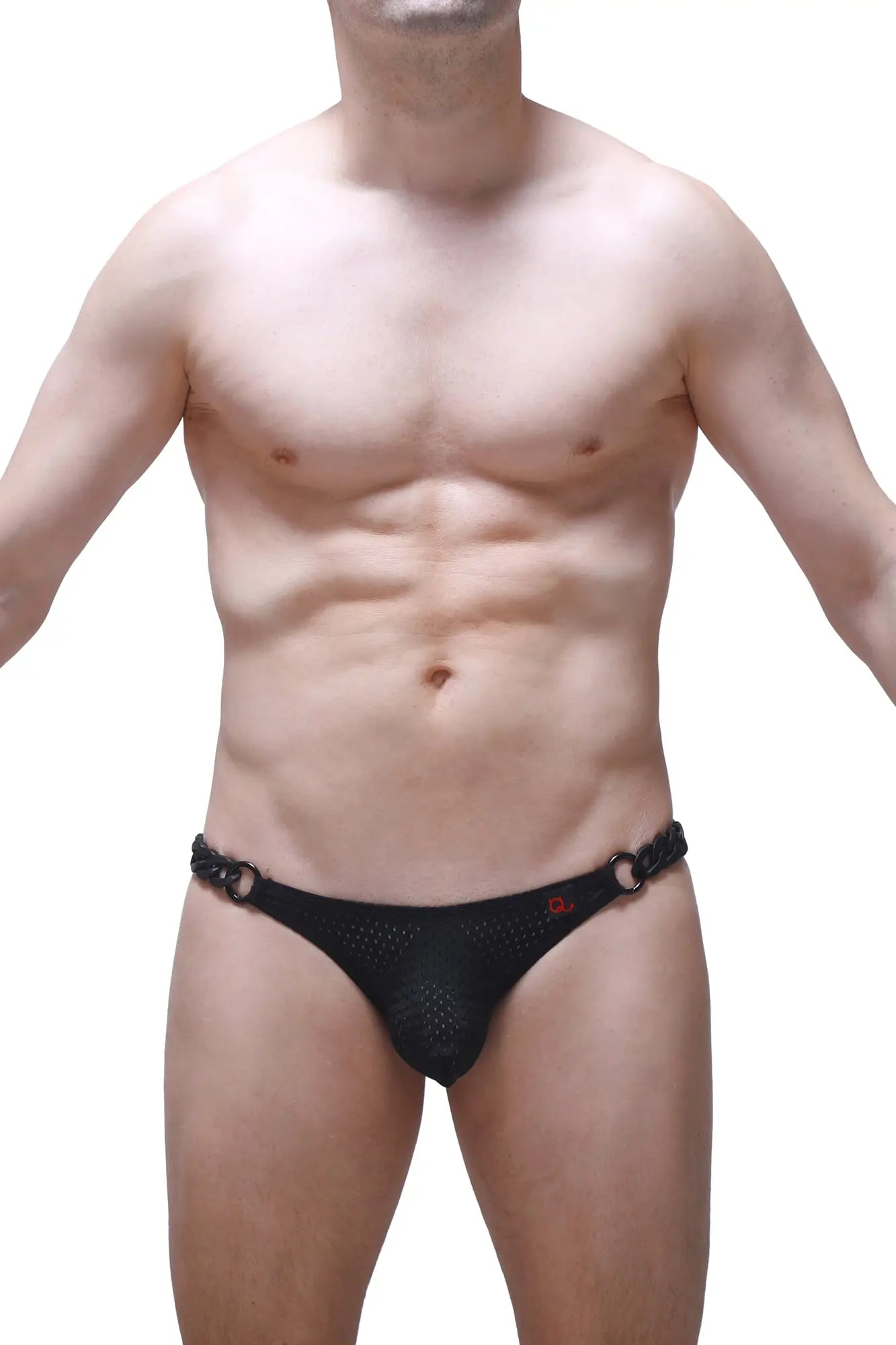 Black mesh briefs bikini chains bee black with chain detailing at the waistband for a stylish look