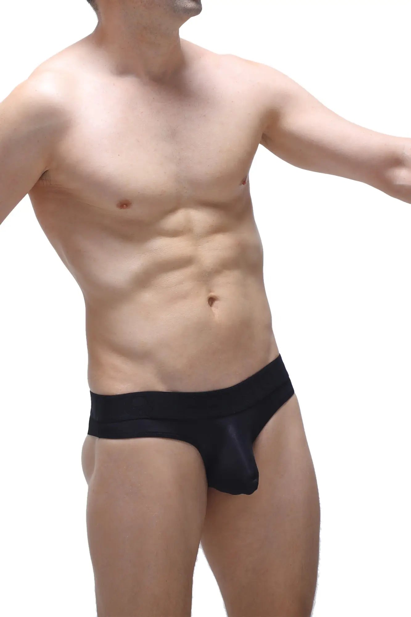 Black bikini chisa voile men’s briefs with a smooth stretchy fabric and contoured design for a comfortable fit