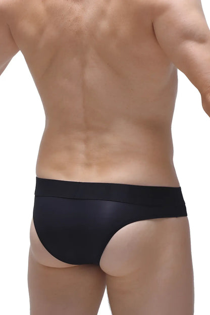 Black bikini chisa voile brief featuring smooth form-fitting design and elastic waistband made from voile fabric