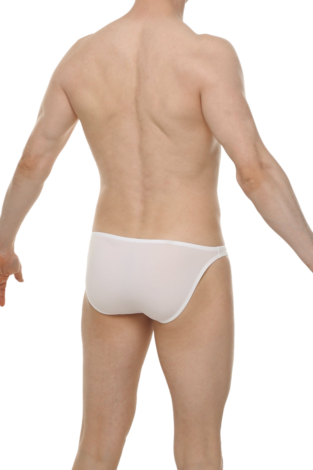 White seamless bikini briefs in skine fabric showing back side for comfortable everyday wear