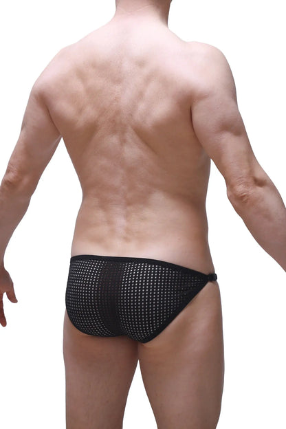 Black mesh briefs bikini fors durtol black with dotted pattern showcasing sheer breathable fabric design