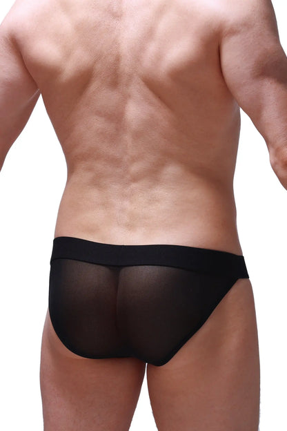 Black sheer mesh briefs bikini menhir net black with solid black waistband for a stylish comfortable fit