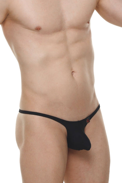 Black thong bikini plellis black with small red logo on the side made from comfortable fabric