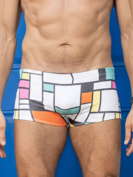 Little Boy Blue Design Billy Square Cut Suit - Mondrian Inspired
