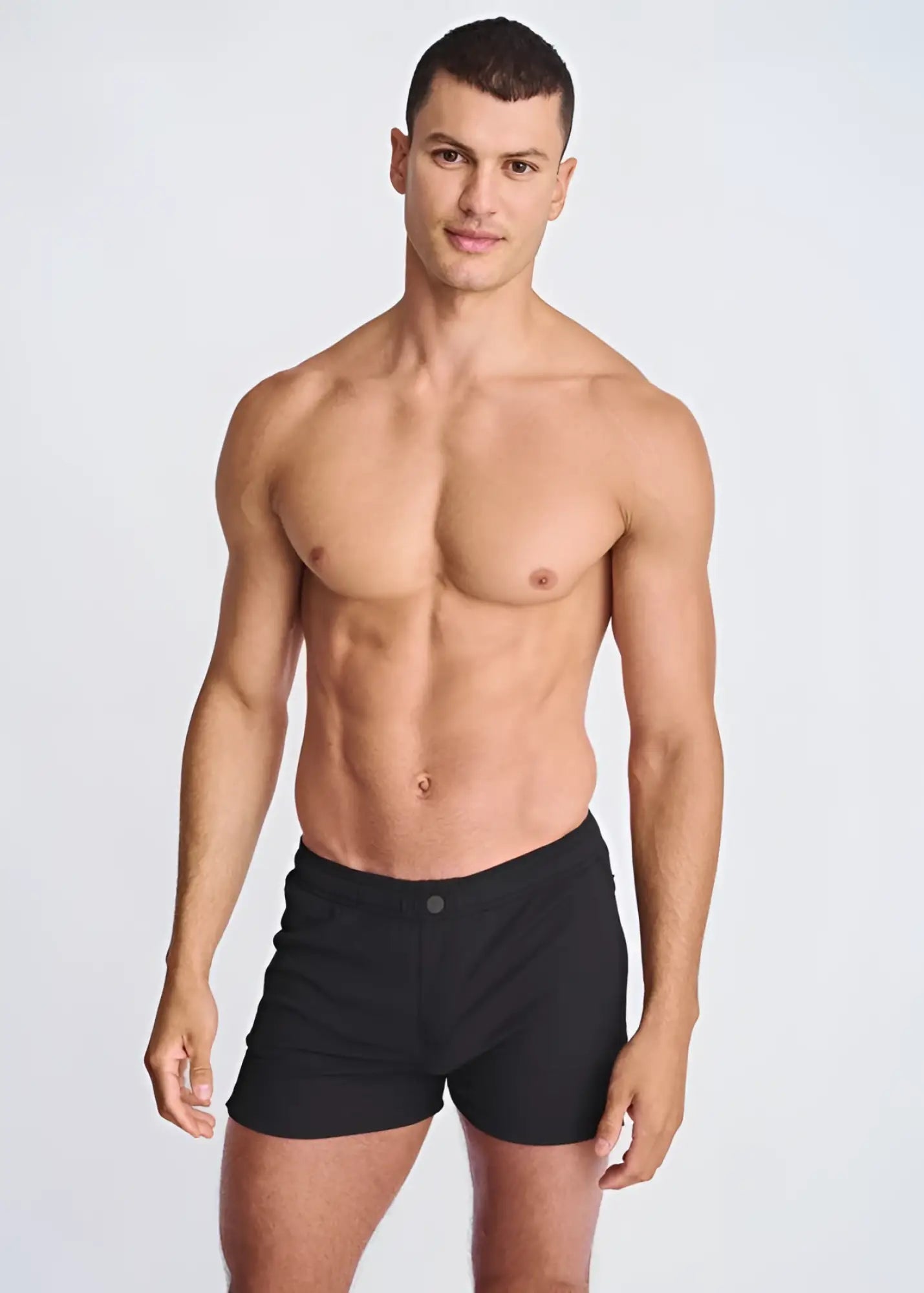 Black seersucker swim shorts with mesh lining black athletic shorts featuring a sleek minimalist design and button closure
