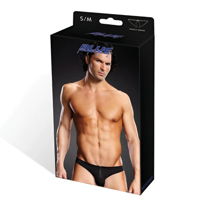 Black blue line performance microfiber bikini underwear with front zipper in size l xl