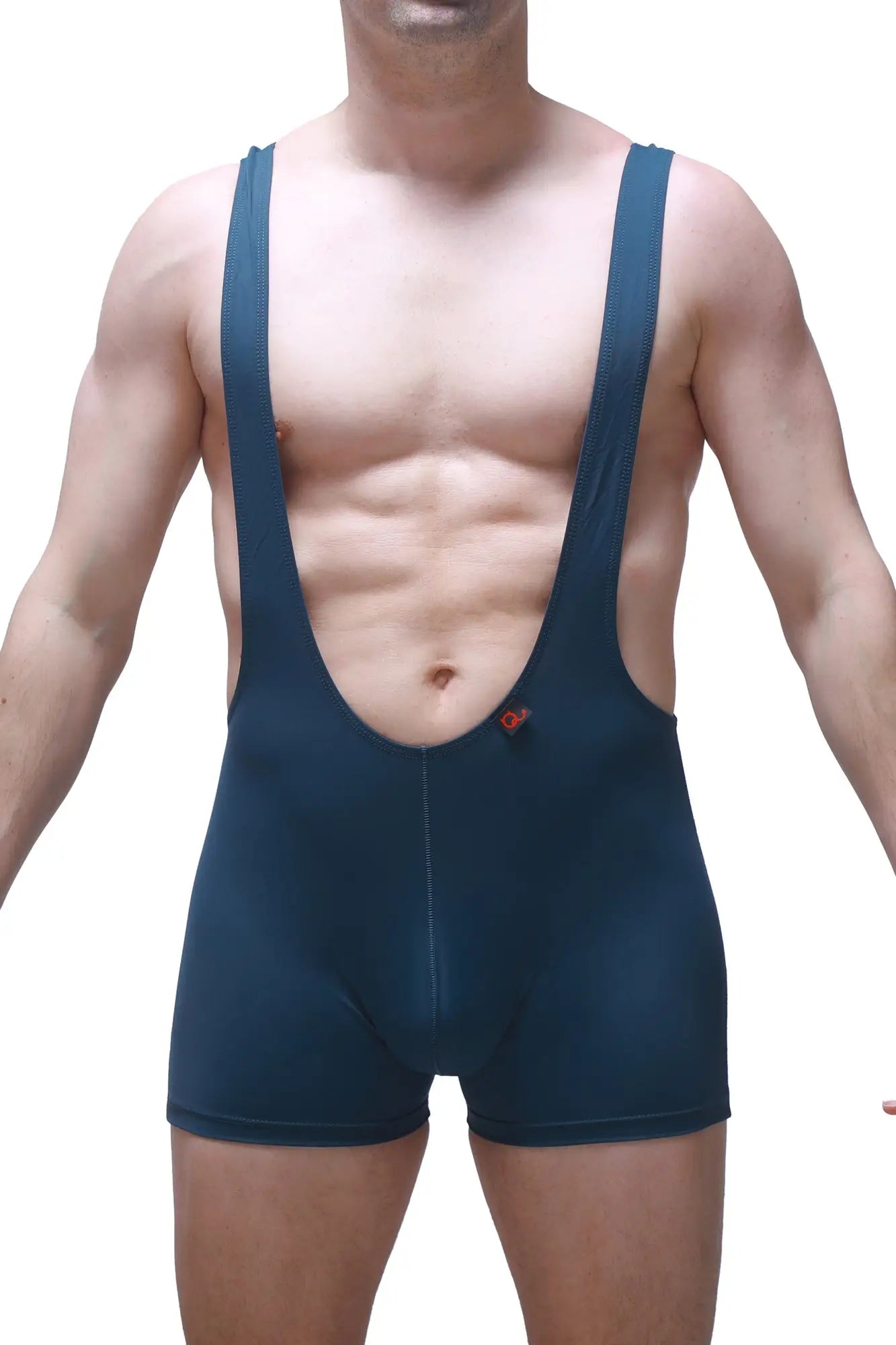 Bodyboxer Aunou blue dark blue form-fitting athletic singlet with wide shoulder straps and front central seam