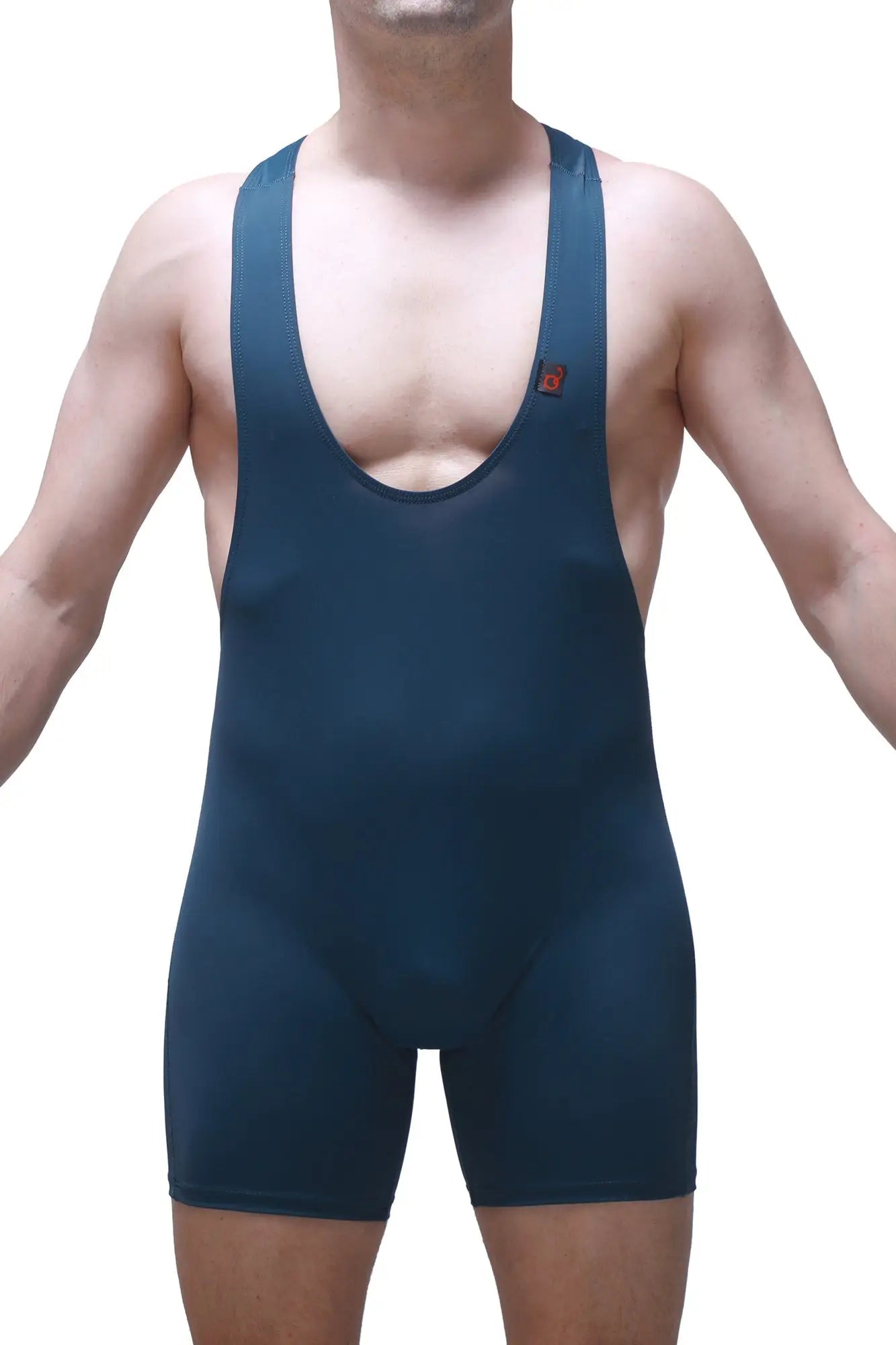 Dark blue bodyboxer athletic singlet with snug fit and thin shoulder straps for active wear